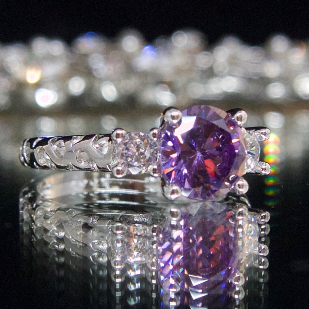 925 14kt Gold Dipped Purple Topaz Engagement Ring